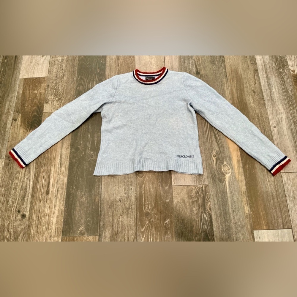Abercrombie & Fitch Sweater Light Blue Lambswool Blend Girls Sz L Retro Soft